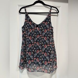 CAbi Floral Tank Top Navy Camisole Small